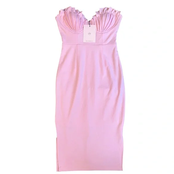 NWT Hello Molly Pink Mermaid Muse Strapless Midi Dress Size 4 *Sold Out Online - Picture 2 of 13
